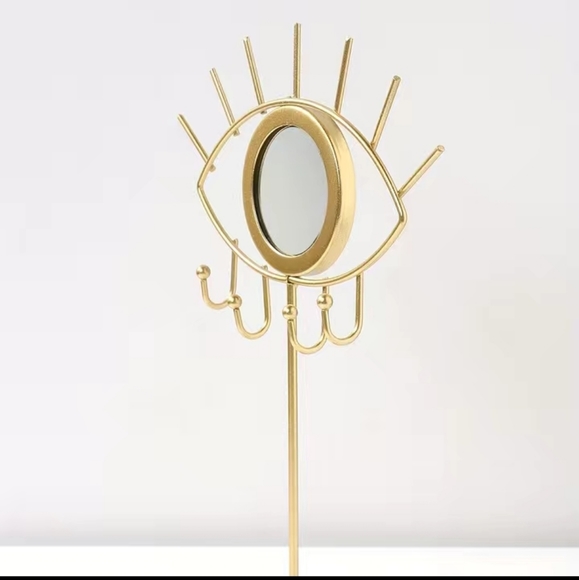 PRICE SLASH! Gold Evil Eye Mirrored Jewelry Stand Display Organizer Statue Boho - Picture 4 of 9